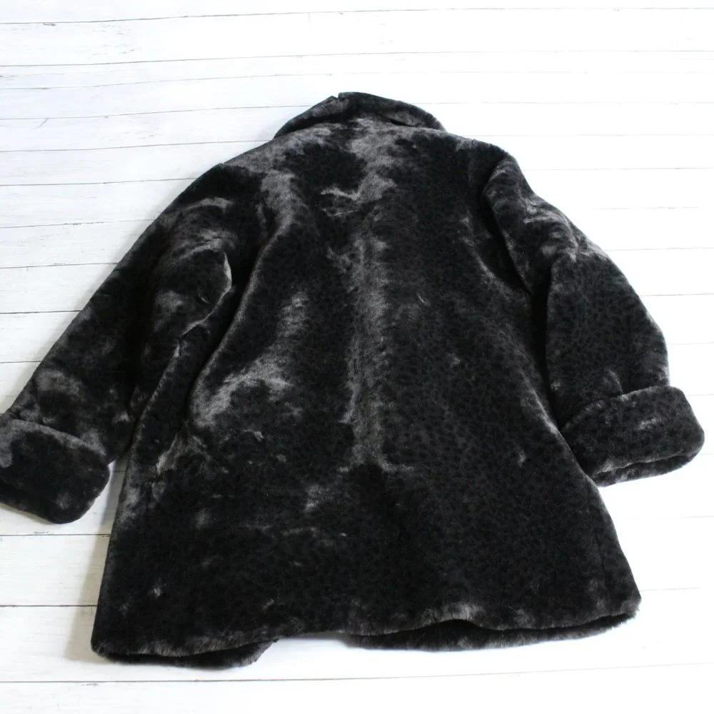 Nuage Women's Faux Fur Coat Size XS Black Plush Winter Jacket - Picture 6 of 11